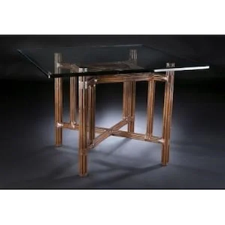 36" Square Rattan Frame Dining Table
